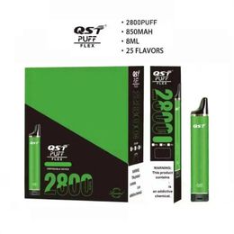 QST Cigarettes électroniques Original QST Puff Flex 2800 Puffs 850mah Batterie Dispositif Vape Stylo avec code de sécurité 8 ml jetable USA entrepôt de l'UE