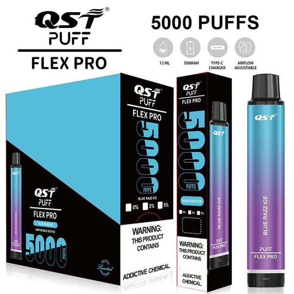 QST Filex Max 5000 bouffées flex pro vapes cigarette électronique jetable dosettes préremplies batterie rechargeable VS gros stylo vape en vrac vaper desechable poco