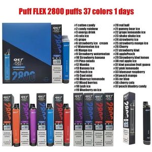 QST Puff Flex 2800 cigarettes électroniques jetables 5% Envoyer de l'entrepôt américain 8ml 850mAh ZLQ Bar 8000 16ML Autorisé 37 saveurs