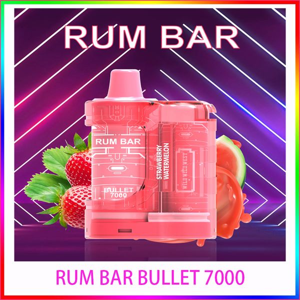 QST RUM BAR BULLET 7000 Puff Cigarette électronique jetable Vape Starter Kit 8,0 ml Batterie 600mAh rechargeable E-Cigarette Vape Pen bang