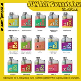 QST RUM BAR Tornado box 15000 Rookwolken Originele Wegwerp Vape Pen 16 smaak E-sigaret vape Mesh Coil RGB Licht knipperend Europese markt op voorraad