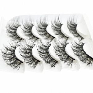 Qsty 5 paires de cheveux de vison 3D faux yeux épais frisés bande complète Les Eyel Extensi Fi femmes yeux maquillage Z5Bh #