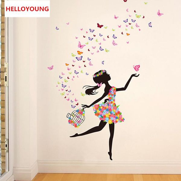 QT-0230 bricolage maison décorative papillon fée danse vinyle Stickers muraux chambres à coucher étanche papiers peints Mural all-match Style