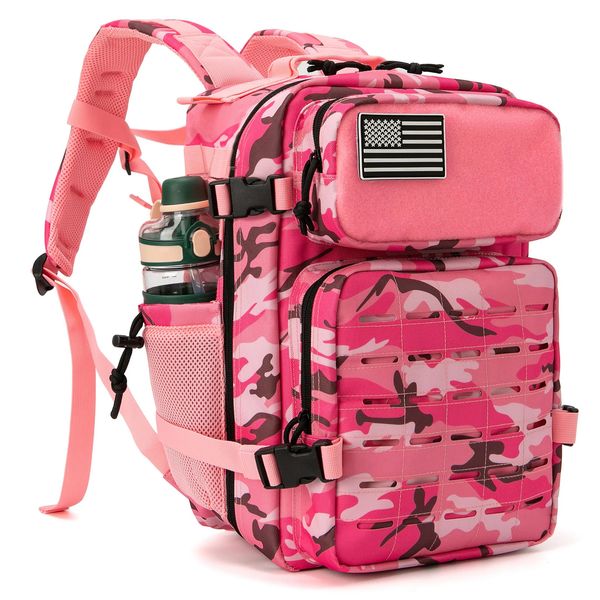 QT QY 25L/45L sac à dos tactique militaire pour femmes/hommes armée Laser Cut Molle sac à dos sac d'école sac à dos de gymnastique avec double porte-gobelet 240115