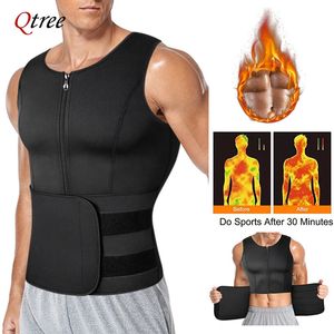 Qtree Men Body Shaper Traine Traineur Vest minceur sauna veste de sueur compression Shapewear Fat Workout Trimmer Brings 240323
