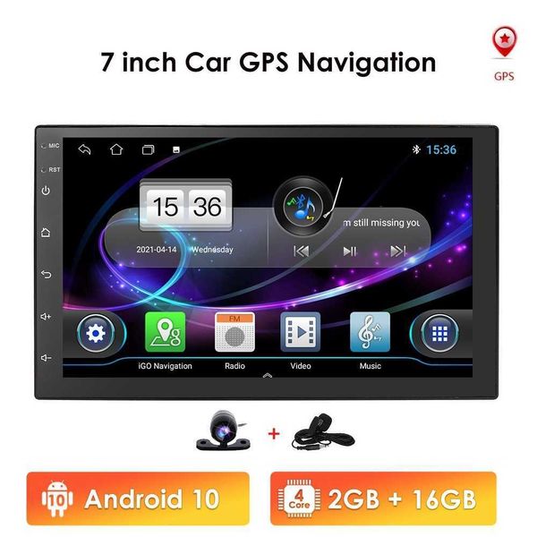 Quad Core 7 '' Écran tactile Android 10 Autoradio universel Navigation GPS Bluetooth WIFI 4G DAB + OBD SWC DVR FM MAP Avec Cam Mic