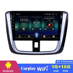 Lecteur de navigation GPS radio dvd de voiture Quad Core pour TOYOTA VIOS Yaris 2014-2017 10,1 pouces support Android carplay obd tmps commande de volant