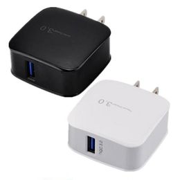 Quick Chargers QC 3.0 18W EU US Travel Wall Charger Power Adapter Fast LaGing Plug voor iPhone 15 13 14 Samsung S6 S7 S8 plus HTC PC