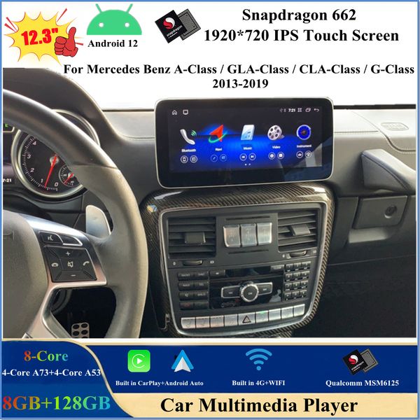 Qualcomm SN662 Android 12 Reproductor de DVD para automóvil para Mercedes Benz Clase A W176 Clase G W463 Clase GLA X156 Clase CLA C117 / X117 2013-2019 Pantalla de unidad principal estéreo Navegación GPS