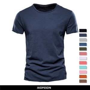 Kwaliteit 100% katoenen mannen t -shirt mode gesneden ontwerp slanke fit soild heren t -shirt tops tees brasil korte mouw t shirt voor mannen 220704