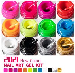 Kwaliteit 12 kleuren Nail Art Gel Gliter Pail Nail Gel Set Kit Langdurige Easy Painting UV Gel Nail Polish Kit