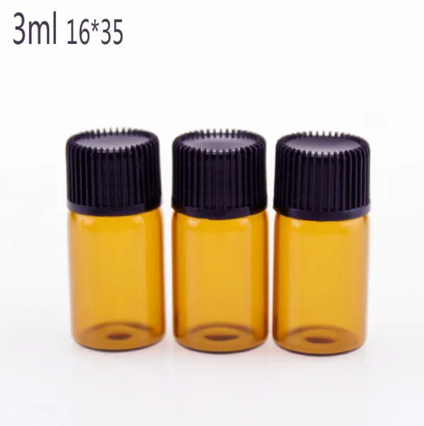 Qualité 1 ml 2 ml 3 ml 5 ml Mini bouteilles d'emballage en verre ambré bouteille d'huile essentielle Orifice réducteur bouchon couvercles flacons en verre brun pot