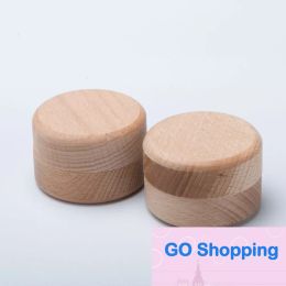 Qualité 1pc Portable Vintage rond en bois naturel bijoux boîte de rangement anneau boucles d'oreilles conteneur mallette de rangement nouveauté