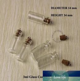 Qualité 3ml Mini petites bouteilles en verre flacons bocaux avec bouchons décoratifs bouteille de tube à essai en verre bouché avec liège pour pendentifs mini 50pcs