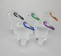 Kwaliteit 50ml lege alcoholvulbare fles met sleutelhaak Clear transparante plastic hand sanitizer fles voor reizen