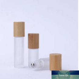 Kwaliteit 5 ml 10 ml matglazen roll-on flessen met metalen rolbal en bamboe deksels