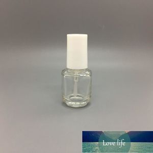 Botella de esmalte de uñas de vidrio transparente vacía recargable de forma redonda de 5 ml de calidad para arte de uñas con tapa negra de cepillo