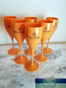 Qualité 6x Veuve Clicquot Acrylique Plastique Champagne Orange Flûtes Verres à Vin 180ml