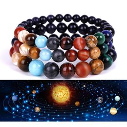 Qualité 8 mm Stone Huit planètes Bracelet Night Sky Starlight Milky Way Handstring Fashion