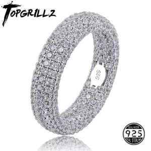 Kwaliteit 925 Sterling Zilveren Stempel Ring Volledige Iced Out Zirconia Heren Vrouwen Verlovingsringen Charme Sieraden Voor Geschenken 211012223k