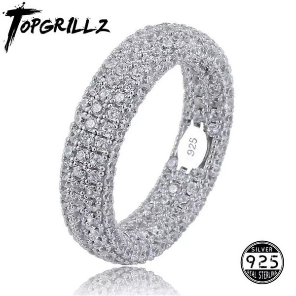 Qualité 925 bague en argent sterling timbre plein glacé zircon cubique hommes femmes bagues de fiançailles bijoux de charme pour cadeaux 211012306O