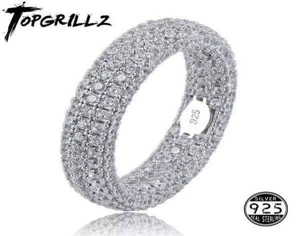 Qualité 925 Anneau de tampon en argent sterling complet Iced Out Cumbic Zirconia Mens Femmes Bonnes de fiançailles Bijoux pour les cadeaux Y07235759995