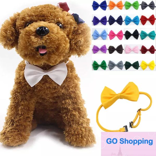 Calidad ajustable mascota perro pajarita cuello accesorio collar cachorro Color brillante mascota arco mezcla de colores