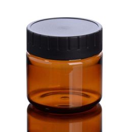 Pots en plastique PET ambre de qualité ronde, contenants d'aliments cosmétiques anti-fuite, bouteille avec couvercles en PP noir, joint blanc 2oz 33oz 4oz Bwlhe