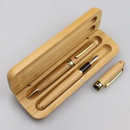 Qualité Bamboo Wood Gandoue Ballpoint Pen Rolleball Signature Pen Business Office Office Fountain Pen Luxury Cadeaux PAPELIS