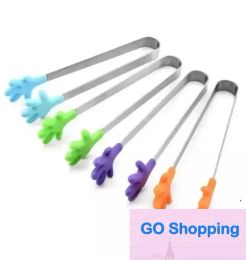 Outils de barre de qualité mignon créatif petit clip en silicone antidérapant en acier inoxydable mini nourriture glace carré sucre pinces à barbecue clips produits de cuisine