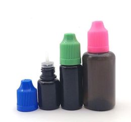 Kwaliteit Black Dropper Bottle Plastic lege flessen met lange en dunne tips knabineproef Kinddichte Veiligheidsdop Naald 10 ml 30 ml