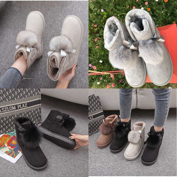 Bottes de qualité en daim pour bébé, Imitation boule de neige, velours épais, rehaussement intérieur, chaussures courtes mignonnes en coton pour étudiantes