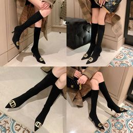Bottes de qualité à talons hauts, Version coréenne, bas Tube Sexy, enveloppe de jambe en daim pointu en métal élastique de 7cm