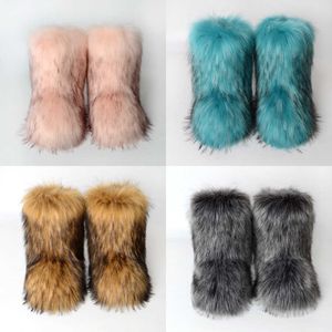 Bottes de qualité nouvelle fourrure d'hiver intégrée poils de chien de raton laveur chaussures de neige pour femmes en plein air moyen
