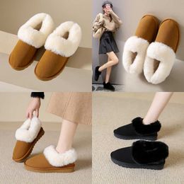 quality Boots Soft Soled Snow for Women in Winter New Plush Lazy Shoes with Leather Fur Integrated Short Tube Low Top Cotton