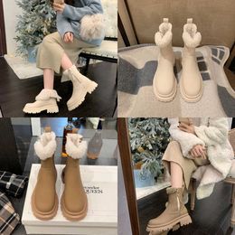 Bottes de qualité hiver nouvelle laine d'agneau fermeture éclair latérale avec talons épaissis semelles épaisses courtes pour femmes fourrure neige Martin femmes