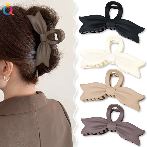 Qualité Bow Acrylique Griffes De Cheveux Pour Les Femmes Mode Coréenne Grand Requin Noeud-noeud Cheveux Crabes Filles Pinces À Cheveux Hairgrips Porte-queue De Cheval 2503