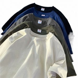 Marque de qualité 7,4 oz 210 g/m² Hommes Cott T-shirts Couleur unie surdimensionné garçon manches courtes top t-shirts été homme décontracté basique t-shirt 5XL M96p #