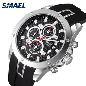 Montres à Quartz en Silicone de marque de qualité hommes affichage de veilleuse SMAEL montre sport étanche en alliage montres-bracelets 297K