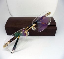Kwaliteit goedkoop recept glazen frame randloze rechthoekige frame schildpad plank poten drie kleuren brillen brillen voor mannen 580505440491