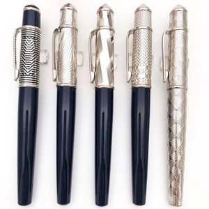 Qualité Classique long et mince Barrel Roller Ball Pen Acier inoxydable Ragging Silver Clip Vert olive Foret Écriture Smooth Luxury G212j