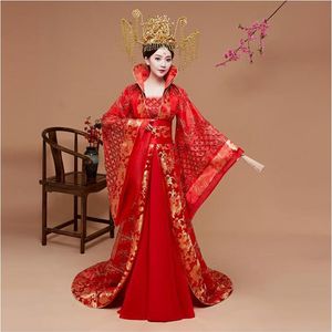 Kwaliteit Kleding Originele Keizerlijke Prinses Hanfu kostuum Rode Staart Outfit Brede mouwen Dominante Chinese Koningin Bruiloft Dr2410