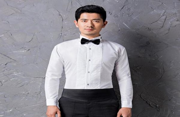 Chemises de marié en coton de qualité, chemise à manches longues pour hommes, accessoires de chemise blanche, 016911808