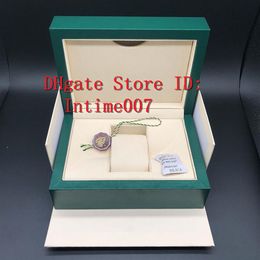 Caja de reloj verde oscuro de calidad, caja de regalo para relojes Rolex, folleto, tarjetas, etiquetas y papeles en inglés, relojes suizos Boxes218f