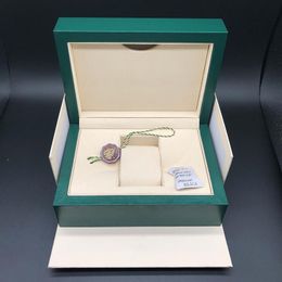 Caja de reloj verde oscuro de calidad, caja de regalo para relojes Rolex, tarjetas de folleto, etiquetas y papeles en inglés, cajas de relojes suizos Joan007230V