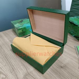 Coffret de montre vert foncé de qualité, coffret cadeau pour boîtes Rolex, livret de montres, étiquettes de cartes et papiers en anglais suisse, qualité supérieure, 175g