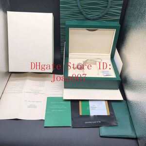 Boîte de montre vert foncé de qualité coffret cadeau pour montres RRR livret étiquettes et papiers en anglais boîtes de montres suisses Top Qualit293h