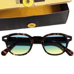 24calidad Desi Johnny Depp Colfading Gafas de sol UV400 Unisex Vintage Italia Ronda Tortuga Acetatos FullRim49 46 44mm Caja de diseño de conjunto completo personalizado