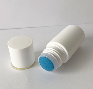 Aplicador de esponja de plástico blanco vacío de calidad, botella líquida HDPE, botellas para aliviar el dolor muscular con cabeza de esponja azul, 20G, 20ML, venta al por mayor