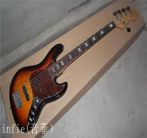Kwaliteit F Jazz Bass 5 String Sunburst Rosewood Bingerboard Active Pickups 9V Battery Electric Bass Guitar op voorraad